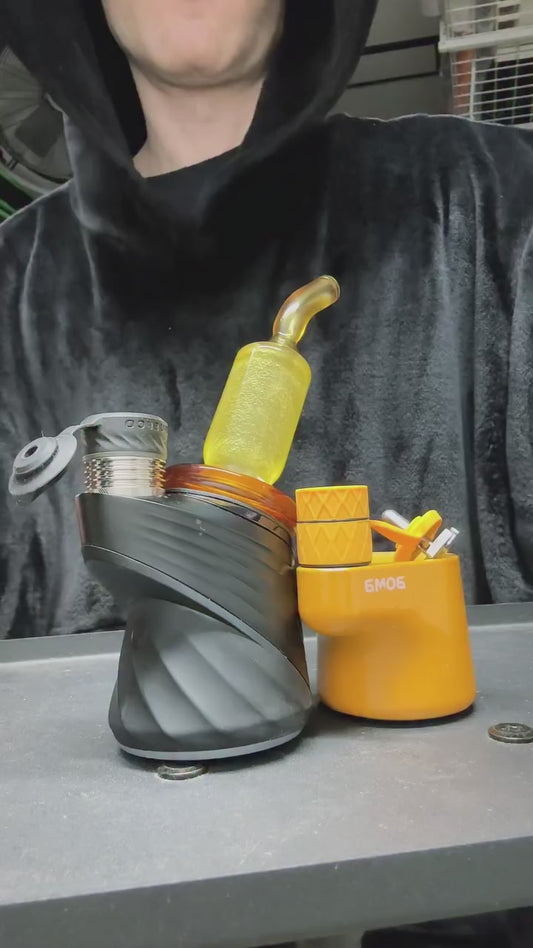 🇺🇸 Handmade, Pineapple Juice x Transparent Yellow-Orange Dry Topper + Cap // (Fits All Puffco Peak Models / Bomb Skyloud)(Cap fits 3DXL / Skyloud)